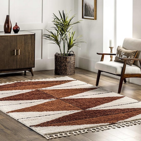 Nuloom Kali Shaggy Diamond Tassel Area Rug 6ft 7in x 9ft OZFG10A-6709